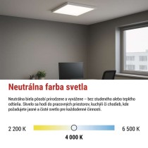 LED panel BAXXO 60×60, štvorcový prisadený biely, 36W neutr. biela