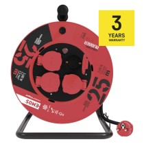 Kültéri kábeldob 25 m / 4 aljzat / fekete / gumi / 230 V / 2,5 mm2