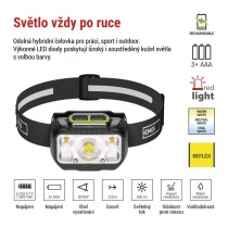 LED nabíjecí čelovka P3546, 550 lm, 110 m, Li-Pol 1000 mAh / 3× AAA