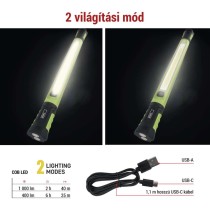 COB LED újratölthető zseblámpa P4545, 1000 lm, 2600 mAh