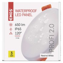 LED panel VIXXO 100mm, kruhový vstavaný biely, 7,5W neut. biela, IP65