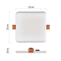 LED panel VIXXO 125×125, štvorcový vstavaný biely,10 W neu.b.,IP65