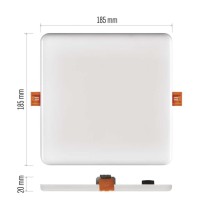 LED panel VIXXO 185×185, štvorcový vstavaný biely,19W neut.b.,IP65