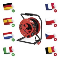 Kültéri kábeldob 50 m / 4 aljzat / fekete / gumi / 230 V / 2,5 mm2