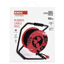 Kültéri kábeldob 50 m / 4 aljzat / fekete / gumi / 230 V / 2,5 mm2