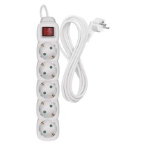 Hosszabbító 3 m / 5 aljzat / kapcsolós / fehér / PVC / 1,5 mm2