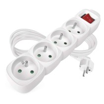 Przedłużacz 2 m / 4 gniazda / z wyłącznikiem / biały / PVC / 1 mm2