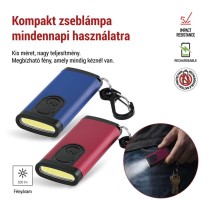 Újratölthető mini LED-es zseblámpa - kulcstartó, 100 lm, kínáló dobozban