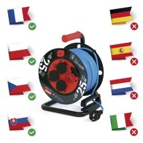 Przedłużacz zwijany mrozoodporny 25 m / 4 gniazda / niebieski / PVC / 230 V / 1,5 mm2