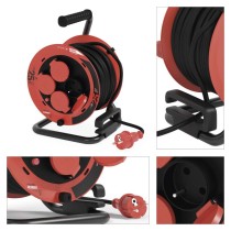 Przedłużacz zwijany ogrodowy 25 m / 4 gniazda / guma / 230 V / 1,0 mm2 / IP44