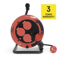 Przedłużacz zwijany ogrodowy 25 m / 4 gniazda / guma / 230 V / 1,0 mm2 / IP44