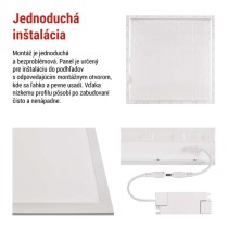 LED panel LUXXO backlit 60×60, štvorcový vstavaný biely, 22W neutrálna b.