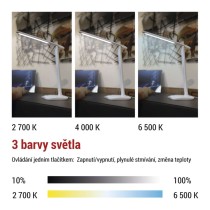 LED stolní lampa CHASE, bílá