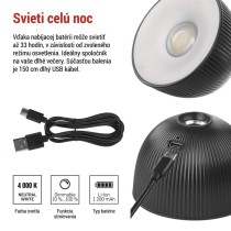 LED stolná lampa SOPHIE, dobíjacia, čierna
