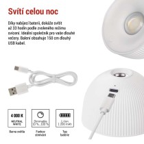 LED stolní lampa SOPHIE, nabíjecí, bílá