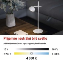 LED stolní lampa SOPHIE, nabíjecí, bílá