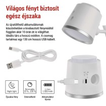 EMOS Abbie LED asztali lámpa, újratölthető, fehér