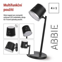 LED stolní lampa ABBIE nabíjecí, černá
