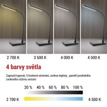 LED stolní lampa KYLE, černá