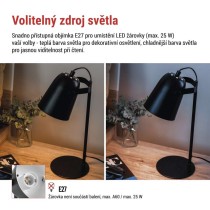 Stolní lampa NINA na žárovku E27, černá