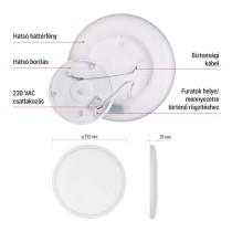 LED felületi lámpatest FLORI kerek, fehér, 18W, semleges fehér