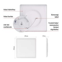 LED felületi lámpatest FLORI négyzet, fehér, 18W, semleges fehér