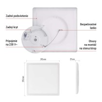 LED prisadené svietidlo FLORI štvorcový, biele, 18W, neutrálna biela