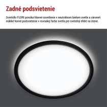 LED prisadené svietidlo FLORI okrúhle, čierné, 18W, neutrálna biela