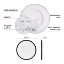 LED prisadené svietidlo FLORI okrúhle, čierné, 18W, neutrálna biela
