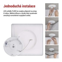 LED přisazené svítidlo FLORI čtvercové, černé, 18W, neutrální bílá