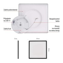 LED prisadené svietidlo FLORI štvorcový, čierné, 18W, neutrálna biela