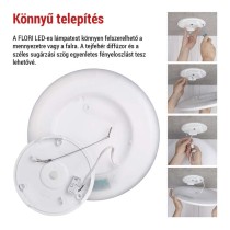 LED felületi lámpatest FLORI kerek, fehér, 22W, semleges fehér