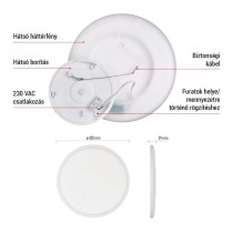 LED felületi lámpatest FLORI kerek, fehér, 22W, semleges fehér