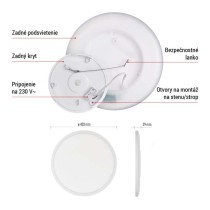 LED prisadené svietidlo FLORI okrúhle, biele, 22W, neutrálna biela