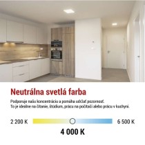 LED prisadené svietidlo FLORI štvorcový, biele, 22W, neutrálna biela