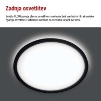 LED svetilo nadometno FLORI okrogla, črna, 22W, nevtralna bela