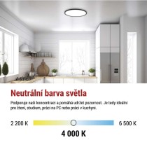 LED přisazené svítidlo FLORI kruhové, černé, 22W, neutrální bílá