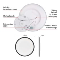 LED-Anbauleuchte FLORI rund, schwarz, 22W, neutralweiß