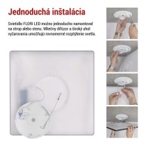 LED prisadené svietidlo FLORI štvorcový, čierné, 22W, neutrálna biela