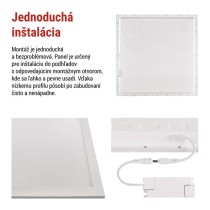 LED panel LUXXO backlit 60×60, štvorcový vstavaný biely, 22W neutrálna b. UGR