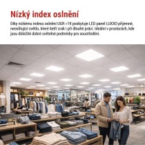 LED panel LUXXO backlit 60×60, čtvercový vestavný bílý, 22W neutr. b. UGR