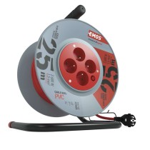 Prodlužovací kabel na bubnu 25 m / 4 zásuvky / červený / PVC / 230 V / 1,5 mm2