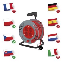 Prodlužovací kabel na bubnu 15 m / 4 zásuvky / červený / PVC / 230 V / 1 mm2