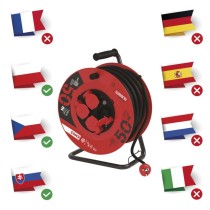 Vonkajší predlžovací kábel na bubne 50 m / 4 zásuvky / čierny / guma / 230 V / 1,5 mm2