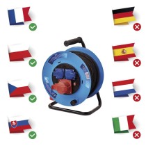 Vonkajší predlžovací kábel na bubne 25 m / 3 zásuvky / čierny / guma / 230V/400V / 1,5 mm2