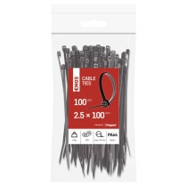 Stahovací páska 100×2,5 mm, černá, 100 ks