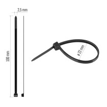 Stahovací páska 100×2,5 mm, černá, 100 ks