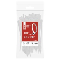 Stahovací páska 100×2,5 mm, bílá, 100 ks