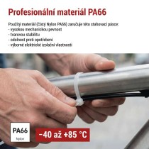 Stahovací páska 100×2,5 mm, bílá, 100 ks