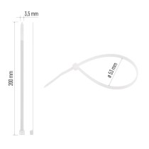 Stahovací páska 200×3,5 mm, bílá, 100 ks